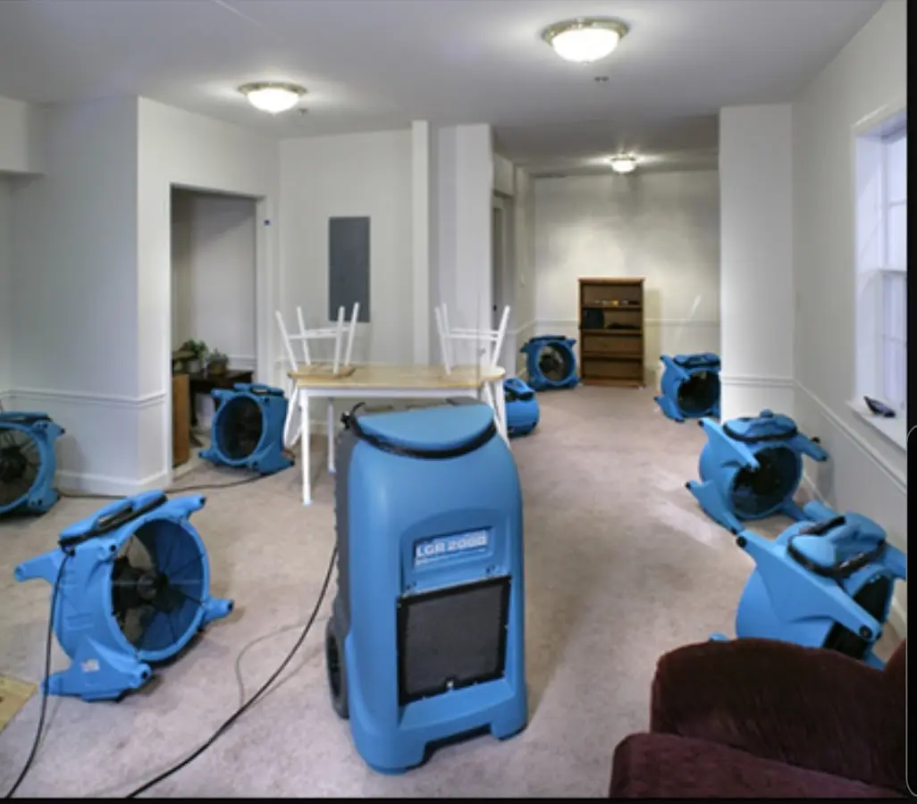 Air movers and dehumidifier setup for Water Extraction & Removal in Creve Coeur